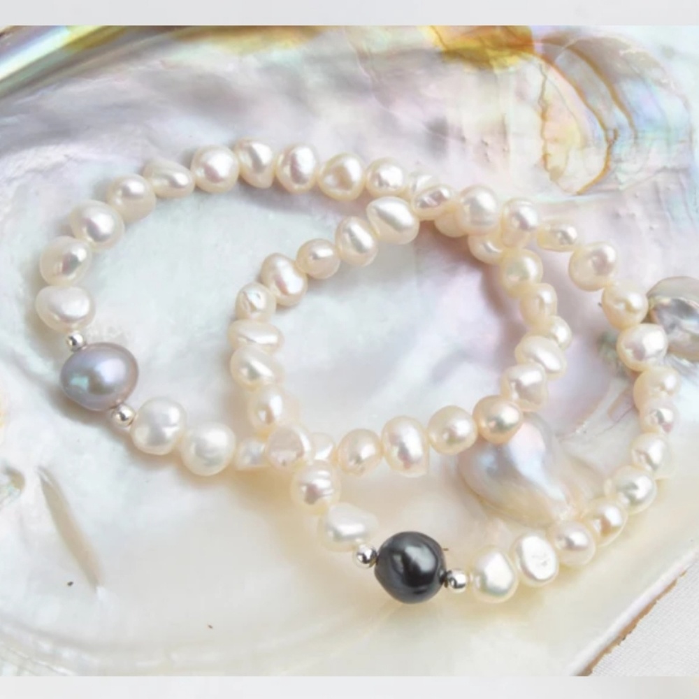 Natural Freshwater Pearl Bracelet Set of 2